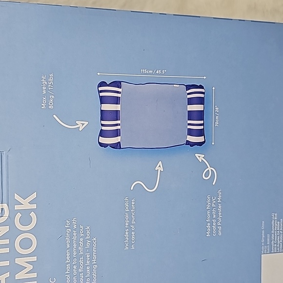 Sunnylife Floating Blue Hammock 45.5" x 28" - Picture 6 of 6